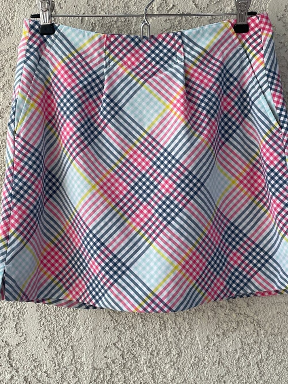 Lady Hagen Golf Skort 6 Pink Blue Plaid Performance Athletic Skirt Pockets